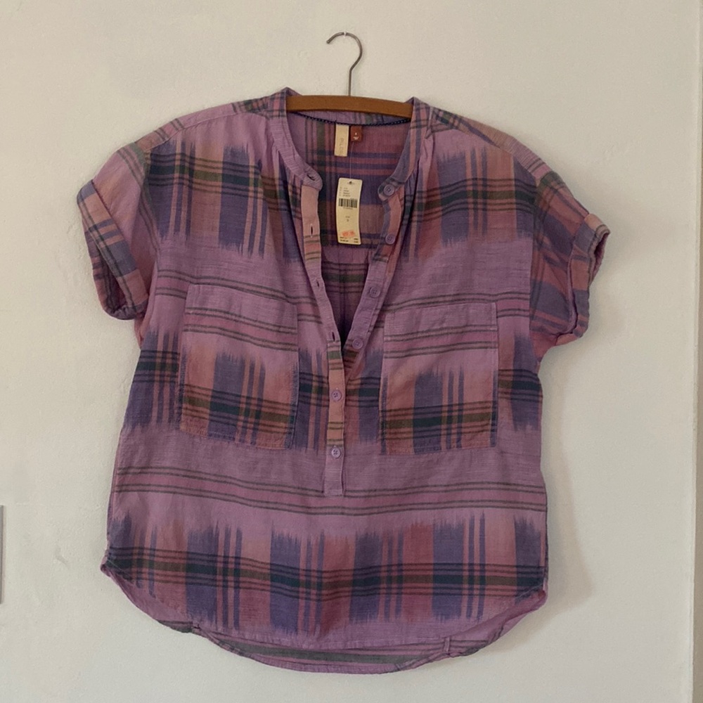 Anthropologie Pilcro hannah Surf plaid blouse size small, NWT